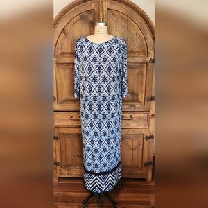 Blue tile pattern maxi dress by Chico's.